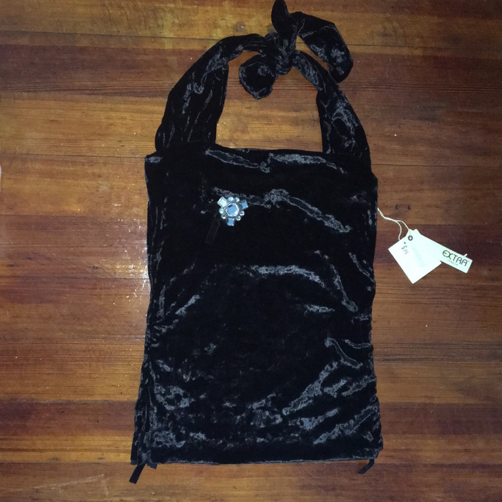Black velvet halter top